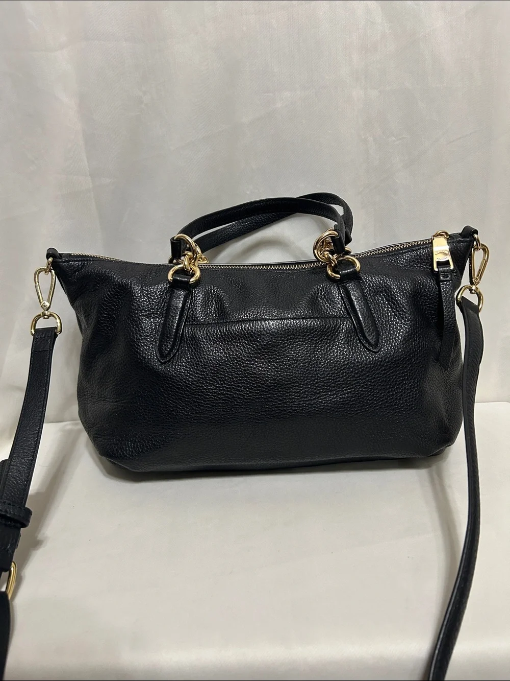 COACH ALLY SATCHEL PEBBLE LEATHER IN BLACK